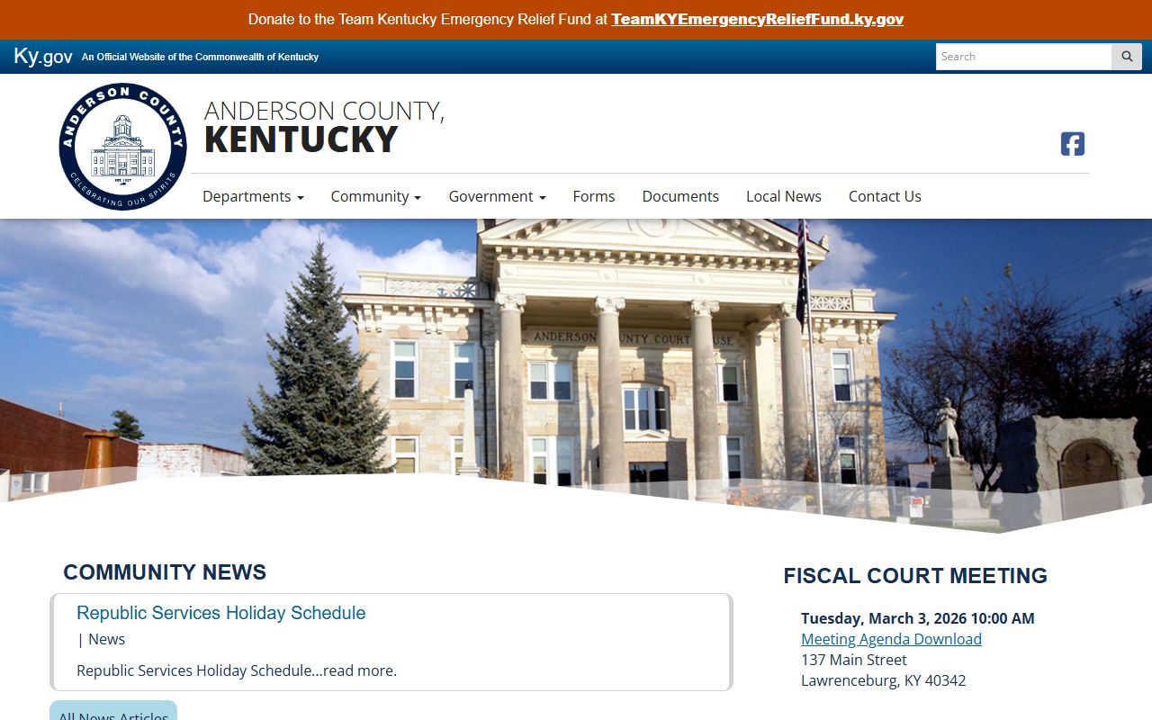 Anderson County Clerk website for accessing death records