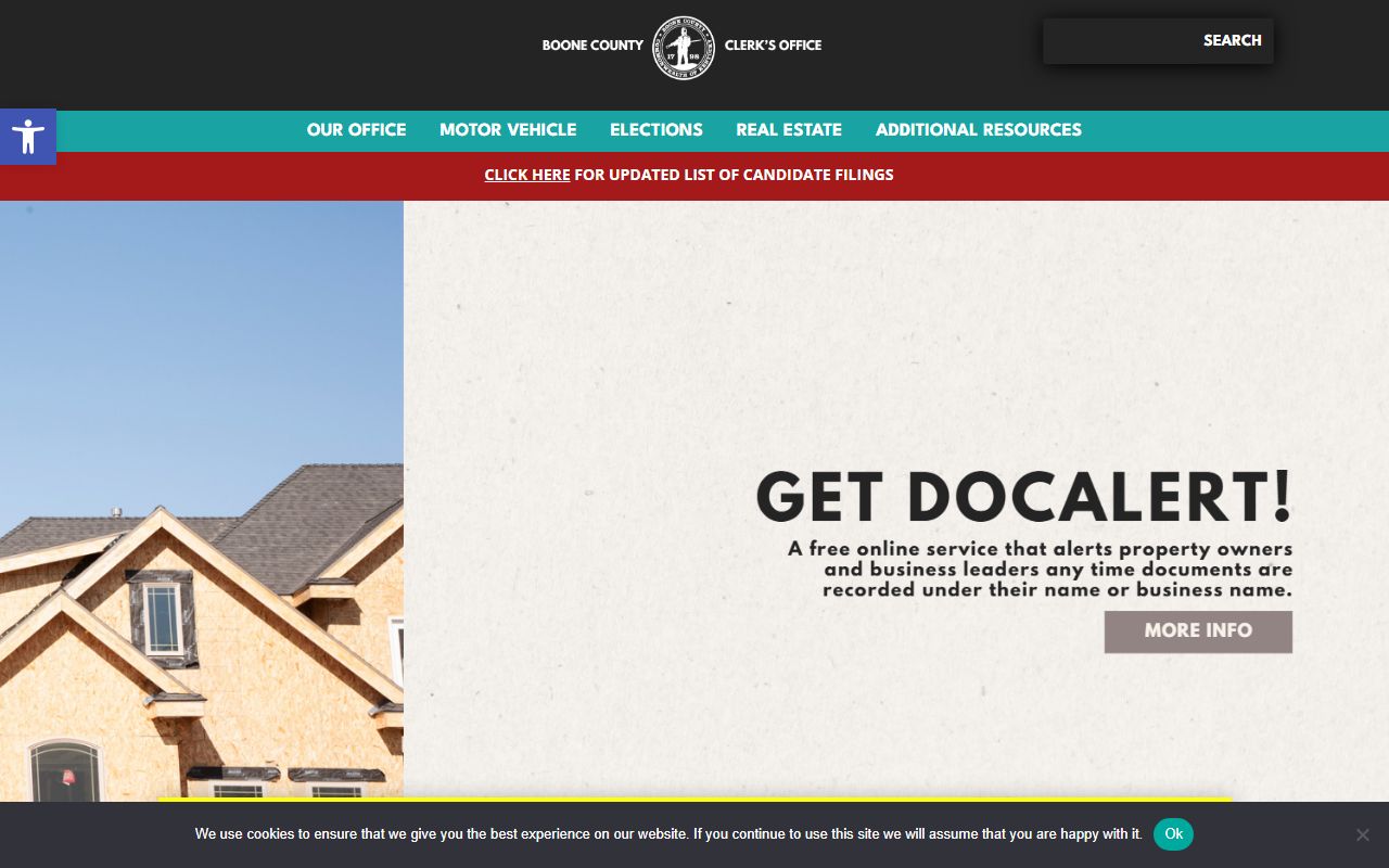 Boone County Clerk office building for death records information