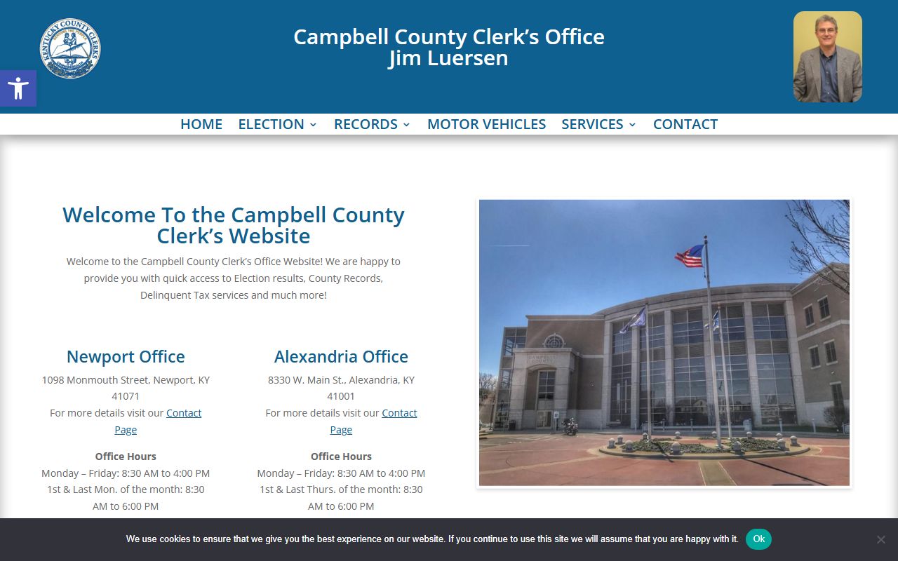 Campbell County Clerk office building for death records