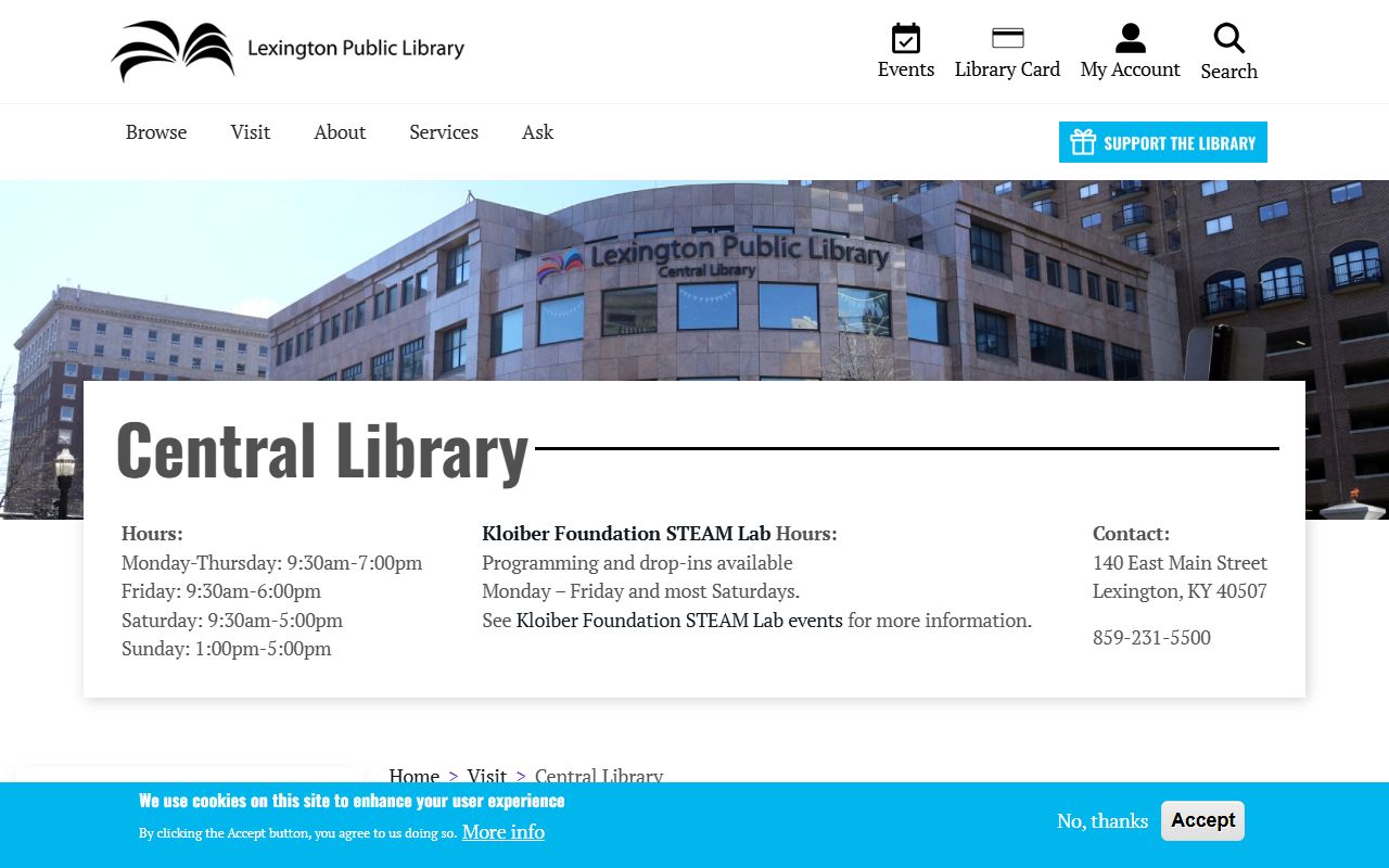 Lexington Public Library Kentucky Room with Fayette County death records