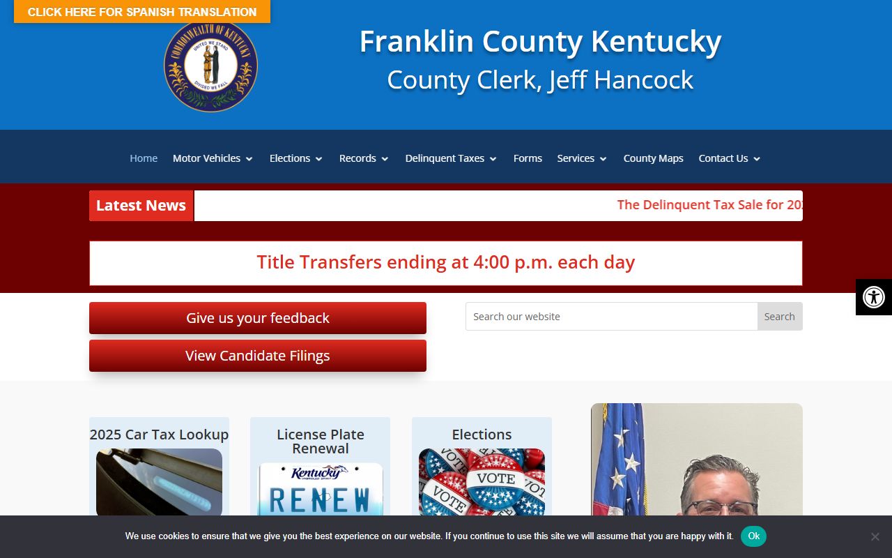 Franklin County Clerk office for death records in Frankfort