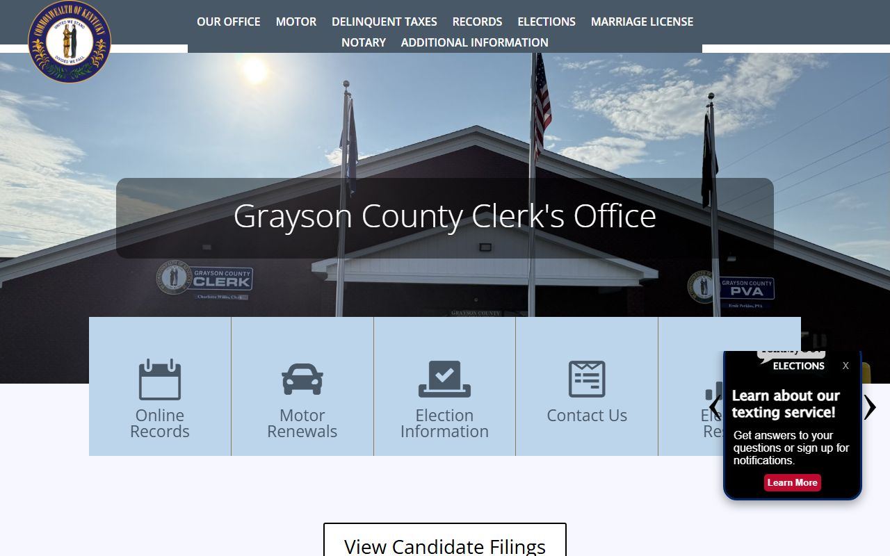 Grayson County Clerk office building for death records