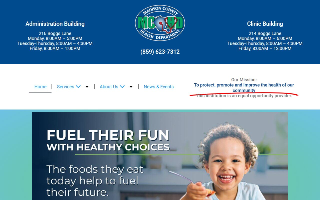 Madison County Health Department building for death records