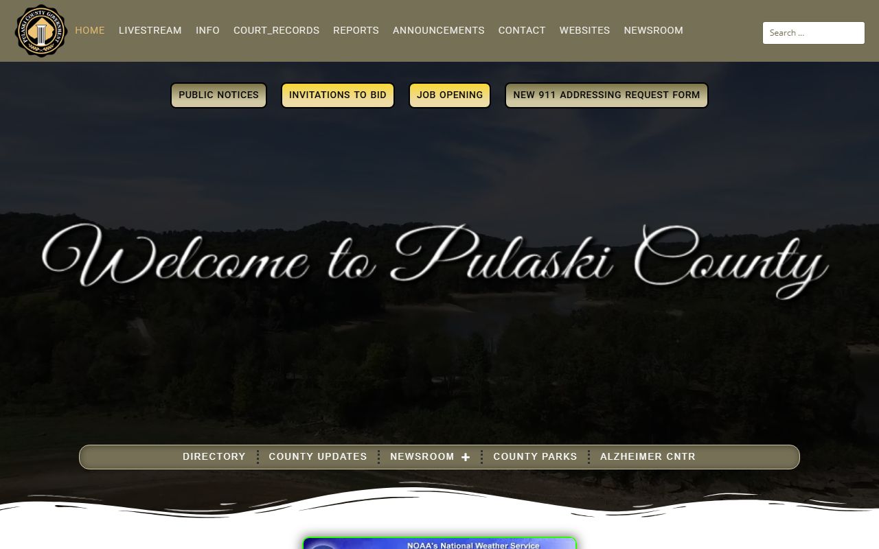 Pulaski County Clerk website for death records information
