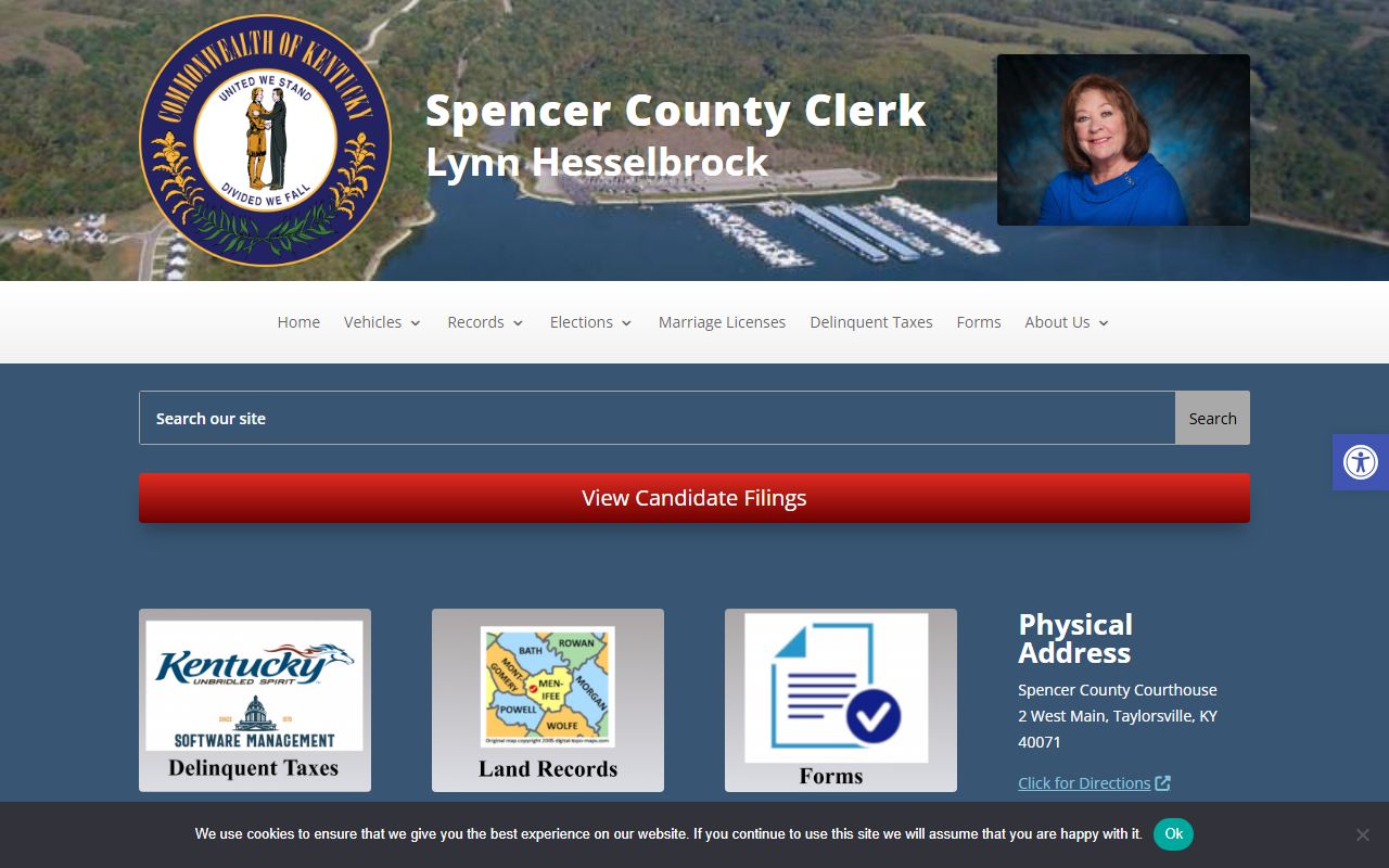 Spencer County Clerk office in Taylorsville for death records